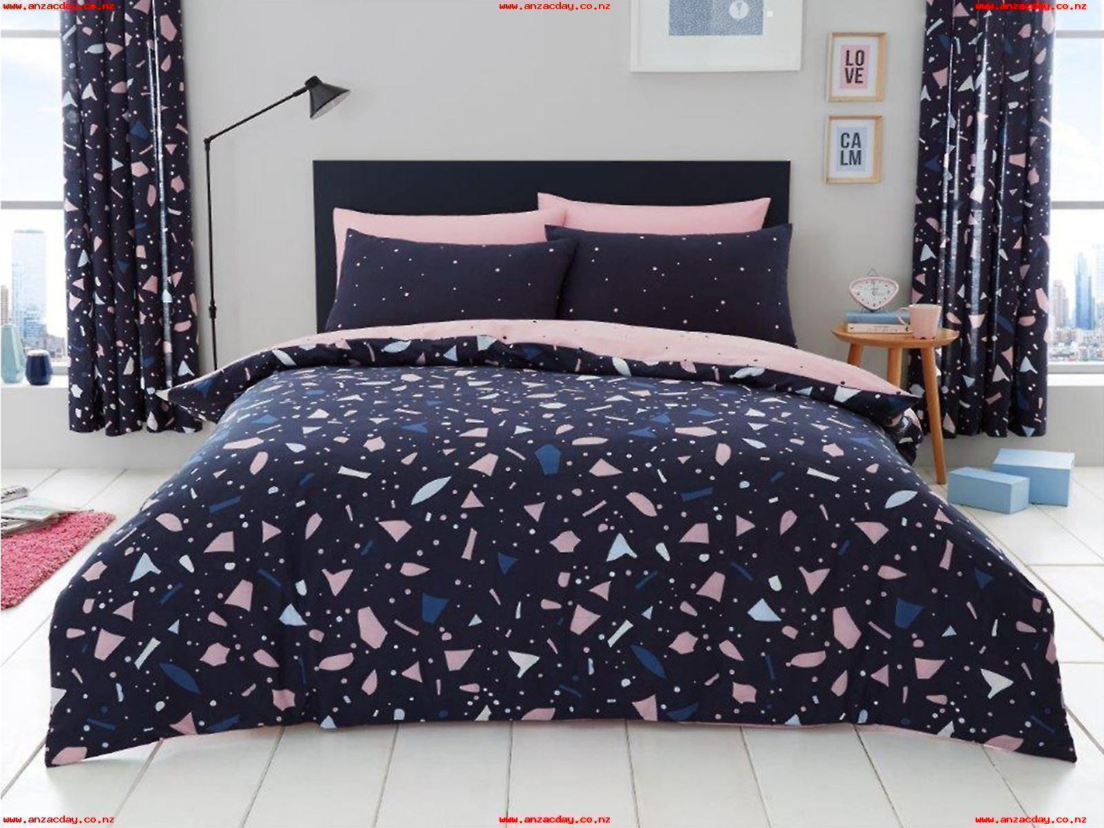 Terrazzo Navy Duvet Linen - HD Wallpaper 