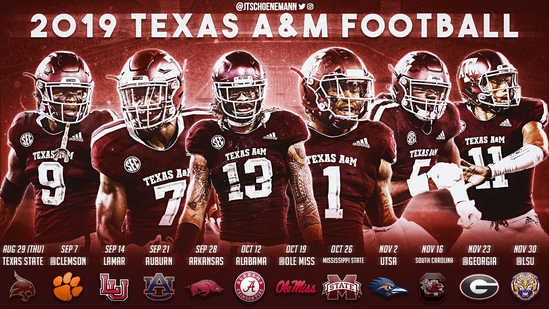 Texas A&m Football Schedule 2019 - HD Wallpaper 