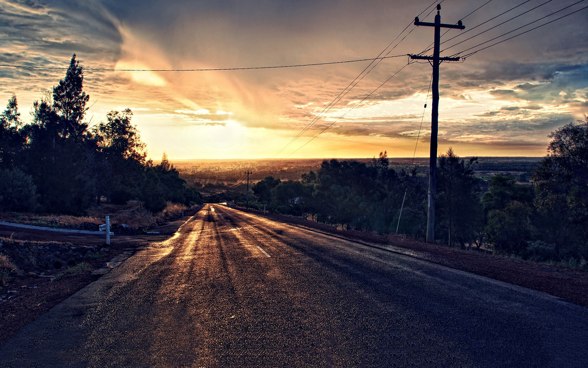Road Sundown Landscape - HD Wallpaper 