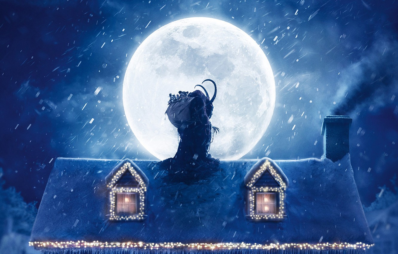 Photo Wallpaper Roof, Snow, Decoration, Night, House, - Krampus Villains - HD Wallpaper 