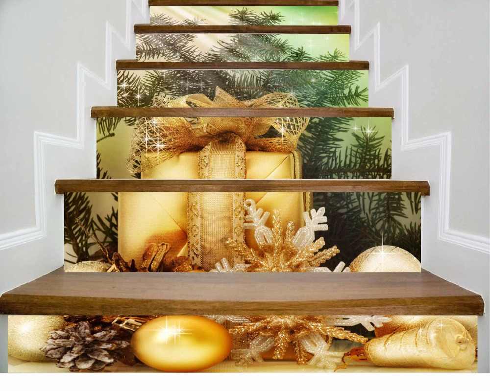 6pcs/set 18cm X 100cm Green Leaves Golden Gifts Merry - Sticker - HD Wallpaper 