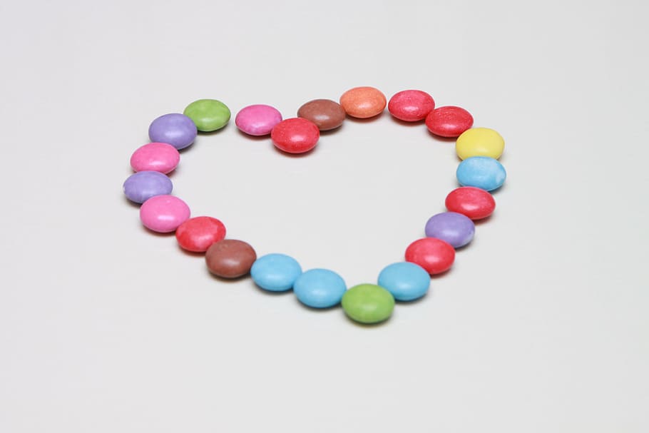 Candies, Colored, Heart, Love, Sweet, Valentine, Food, - Valentine's Day - HD Wallpaper 
