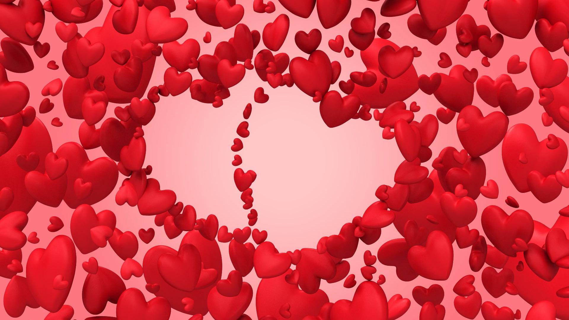 Heart Love Images Full Hd Wallpapers Download Free - Beautiful Red Background With Hearts - HD Wallpaper 