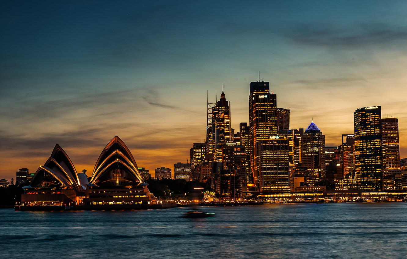 Photo Wallpaper Sea, Sunset, Horizon, Australia, Sydney, - Sydney Sunset - HD Wallpaper 