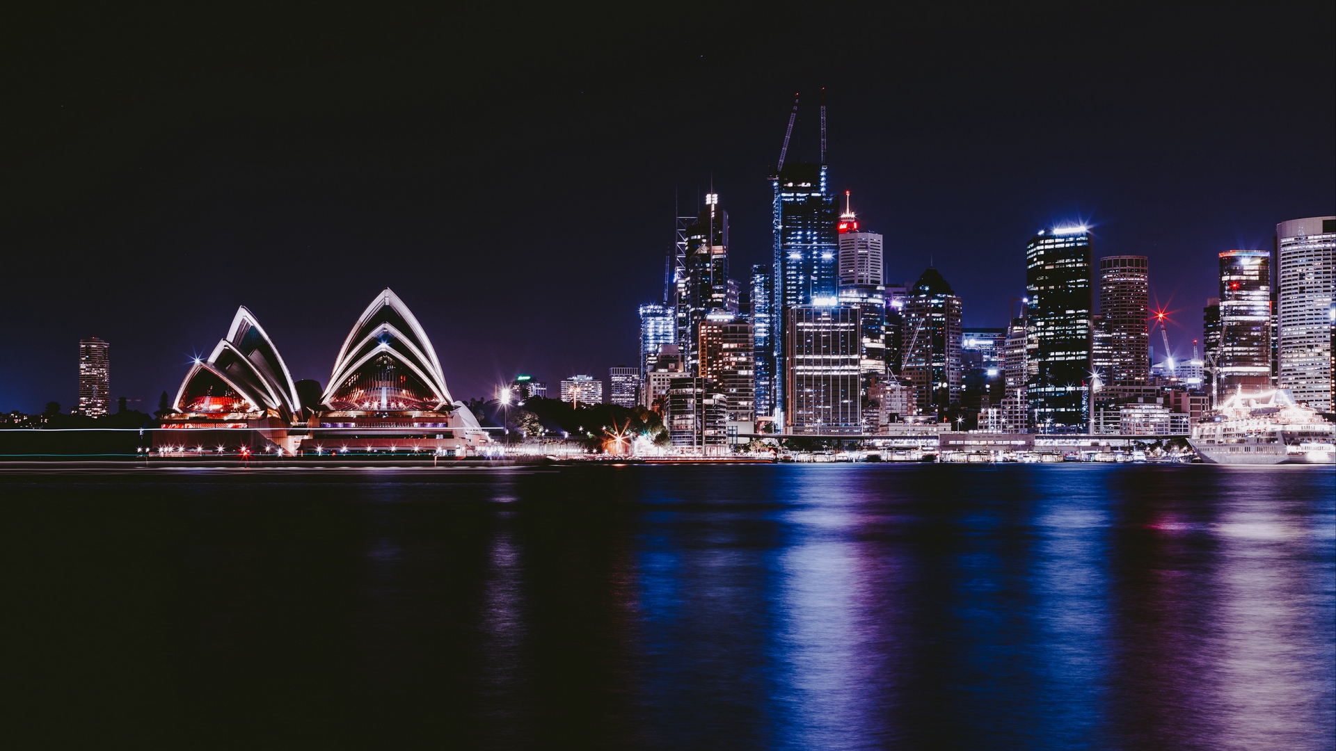 Wallpaper Night City, City Lights, Architecture, Sydney, - 4k Sydney - HD Wallpaper 
