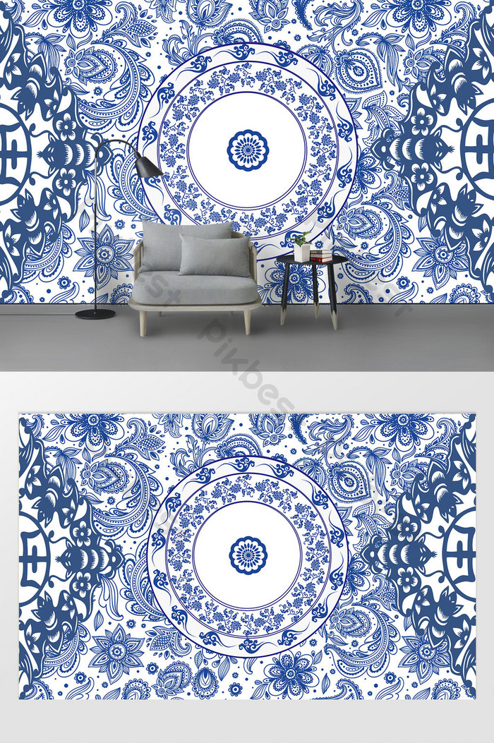 New Modern Classical Blue And White Porcelain Pattern - Bathroom Sink - HD Wallpaper 
