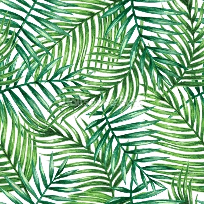 Tropical Leaves Wallpaper Watercolor Tropical Palm - HD Wallpaper 