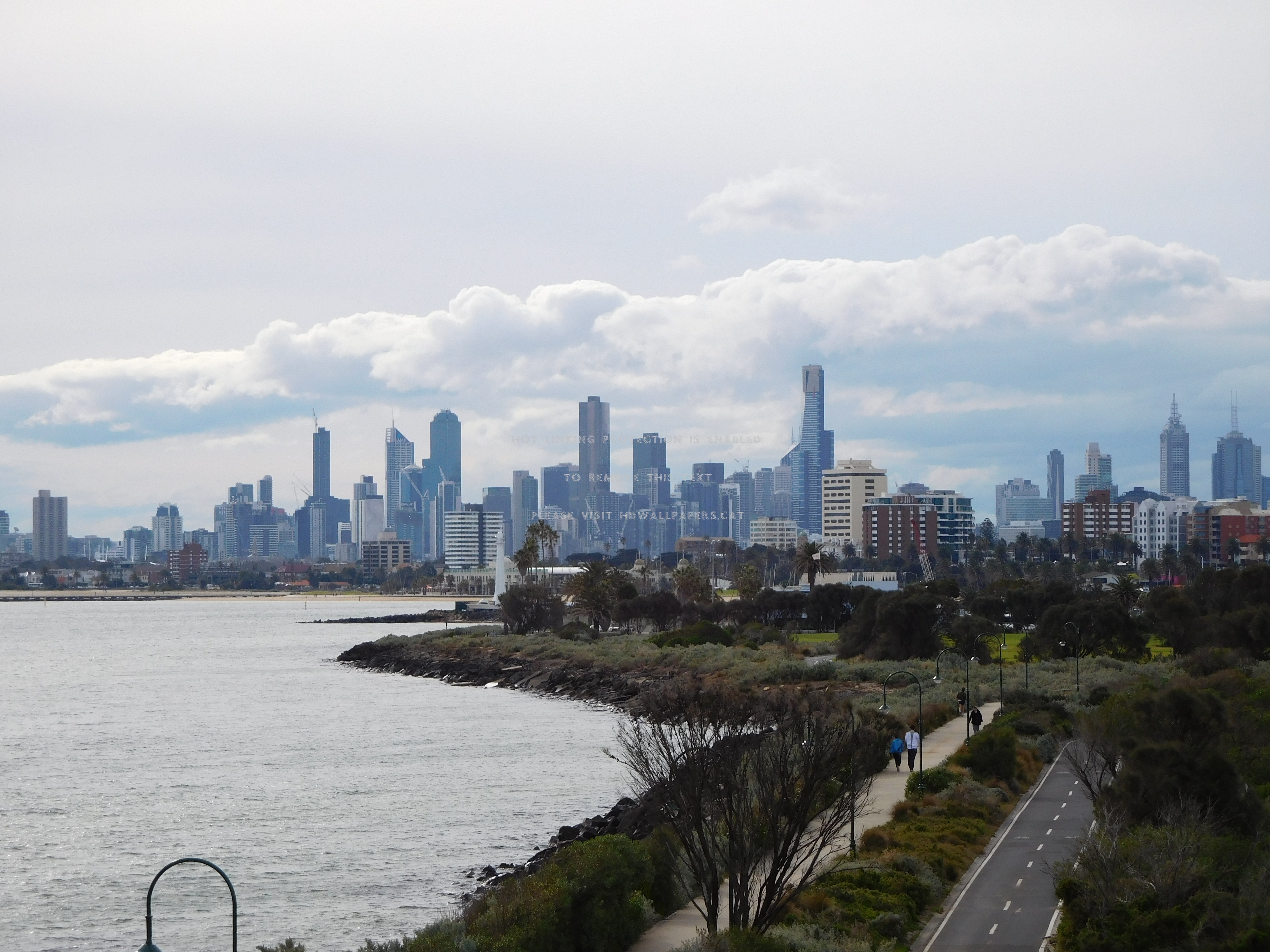 Melbourne City Skyline Sea Skyscrapers - Brighton Beach Railway Station - HD Wallpaper 