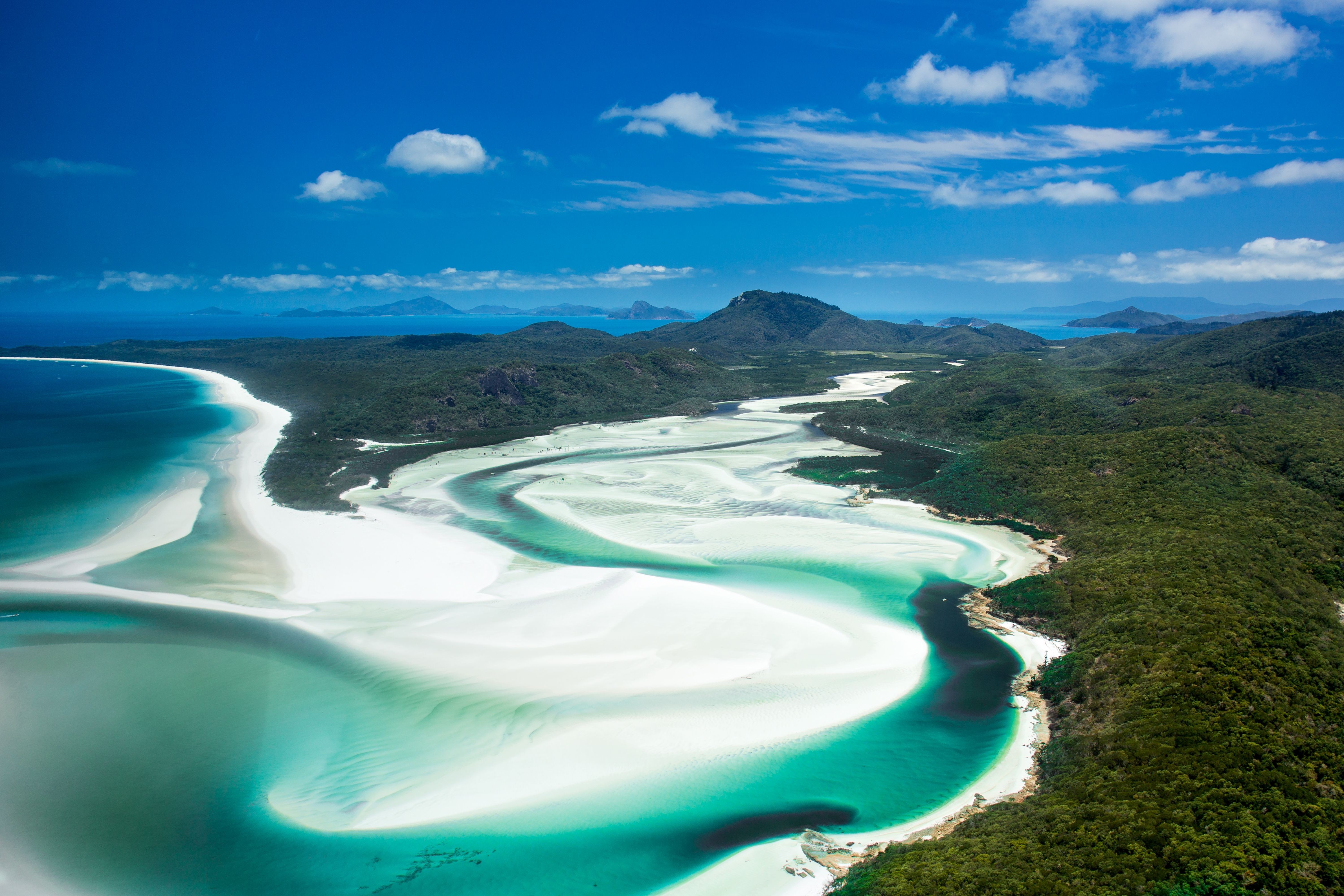 Beautiful Whitsunday Islands In Australia Wallpaper - Great Barrier Reef And Whitehaven Beach Australia - HD Wallpaper 