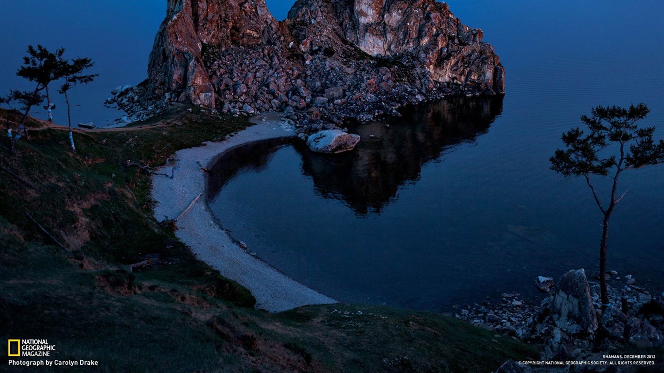 Lake Baikal Siberia-national Geographic Wallpaper2013 - Shaman Rock - HD Wallpaper 