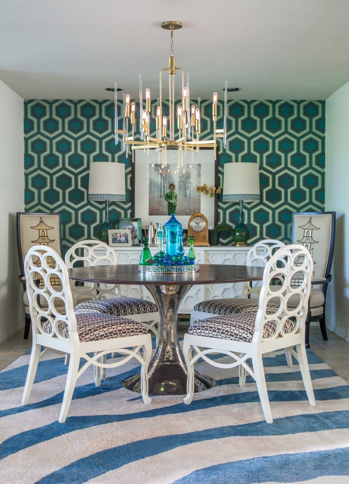 Los Angeles Palm Springs Home With Contemporary Wallpaper - Dining Room - HD Wallpaper 