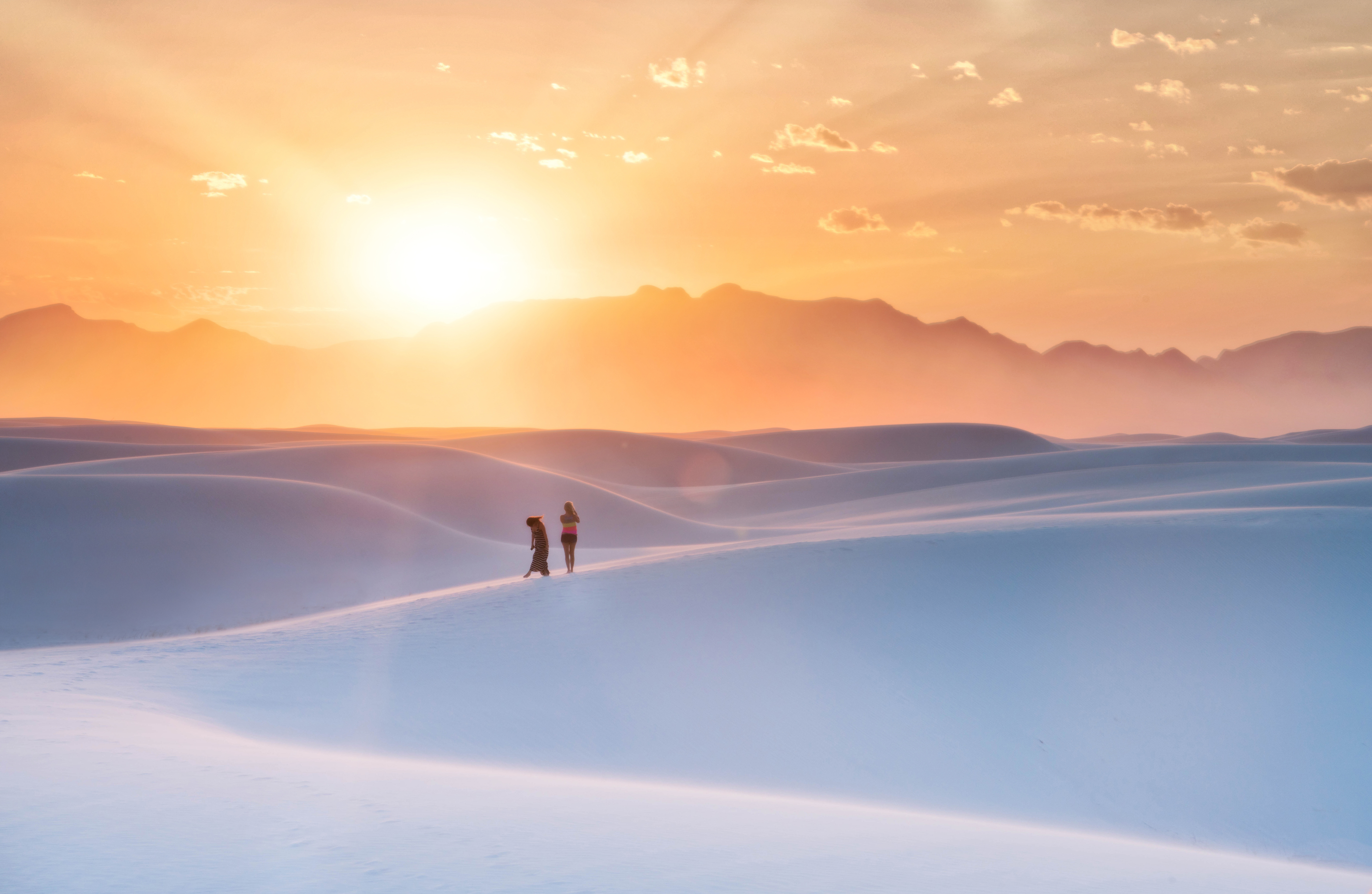 White Sand New Mexico Sunset - HD Wallpaper 