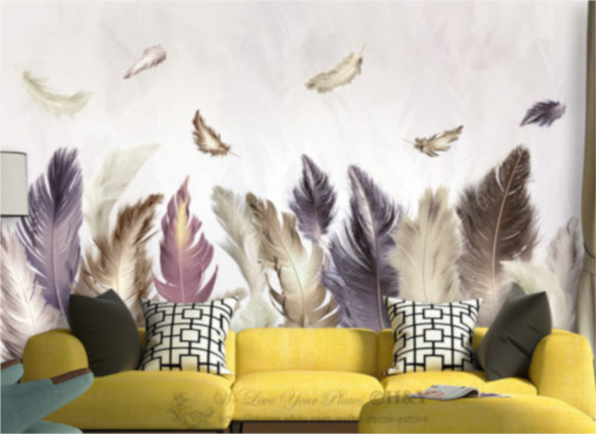 Abstract Feather Removable Wall Mural Paper Sticker - Unique Modern Minimalist Wall Murals Modern Wallpaper - HD Wallpaper 