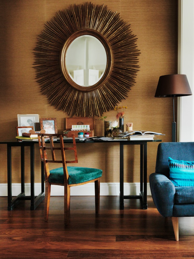 Innovative Trestle Desk In Living Room Contemporary - Club Chair - HD Wallpaper 