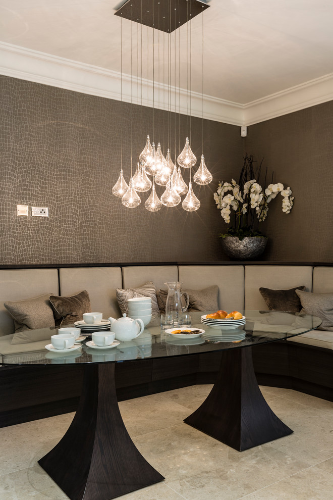 Cool Et2 Lighting In Dining Room Contemporary With - Glass Dining Room Table With Bench - HD Wallpaper 