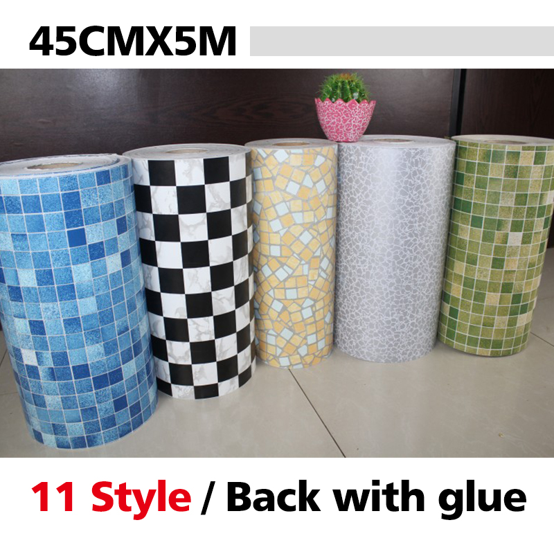 5 Meters Vinyl Pvc Mosaic Tile Self Adhesive Wallpaper - Vinilos Adhesivos Para Azulejos De Cocina - HD Wallpaper 