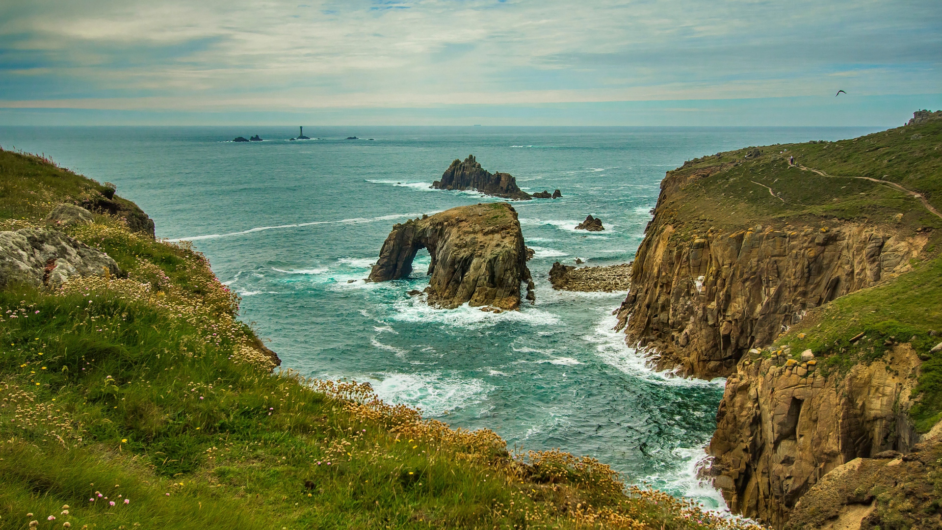 Wallpaper Cliff Top View United Kingdom - Cornwall 4k - HD Wallpaper 