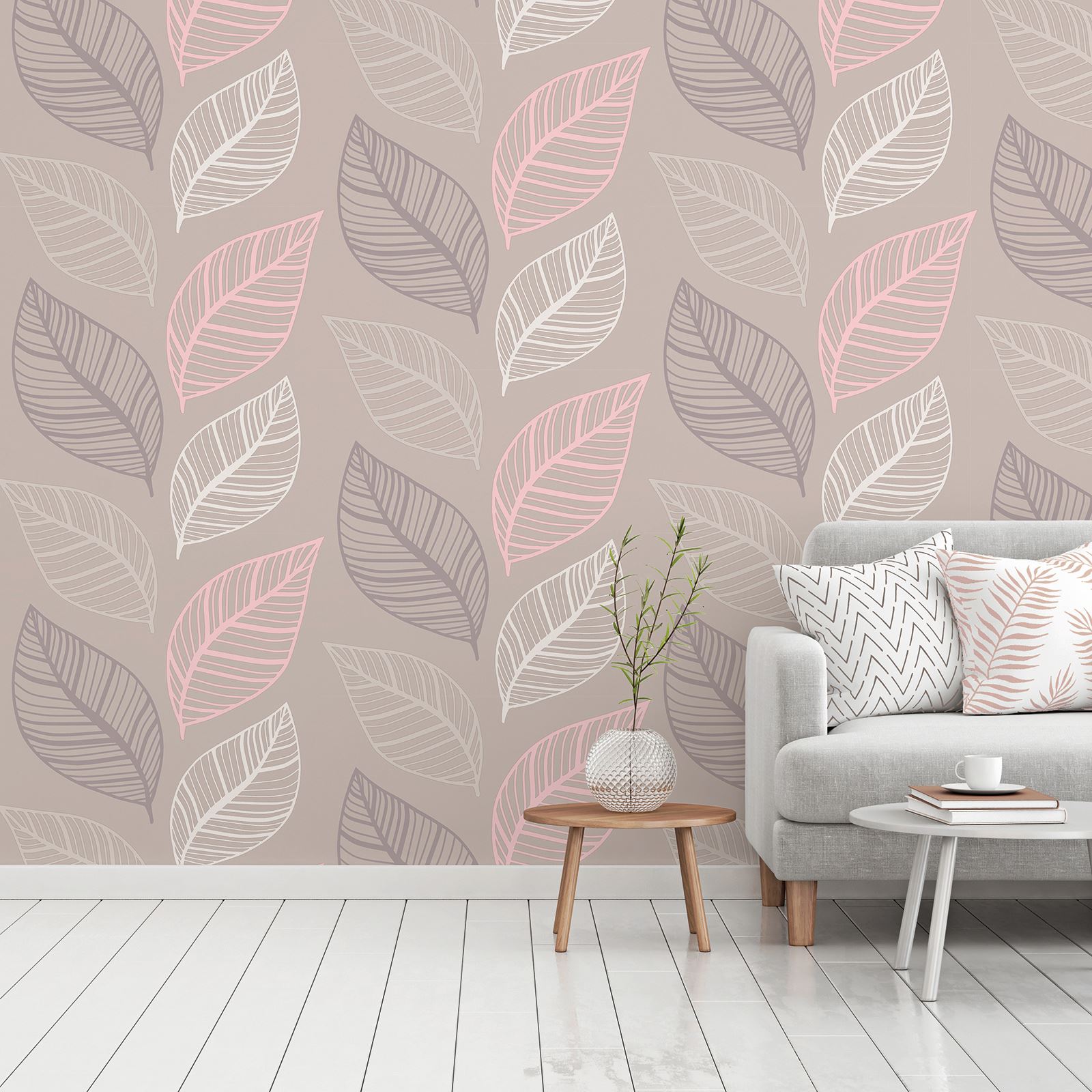Crown Emporium Elba Leaf Wallpaper Glitter Blush Pink - Carta Da Parati Rosa Antico - HD Wallpaper 