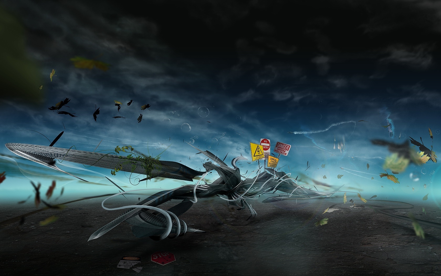 Animal, Grey Clouds, Road Signs - David Fuhrer Art - HD Wallpaper 