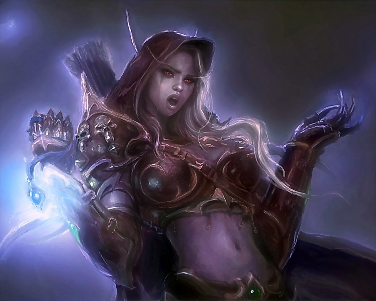 World Of Warcraft Cgi Fantasy Art Elves Sylvanas Windrunner - Dark Female Videogame Characters - HD Wallpaper 