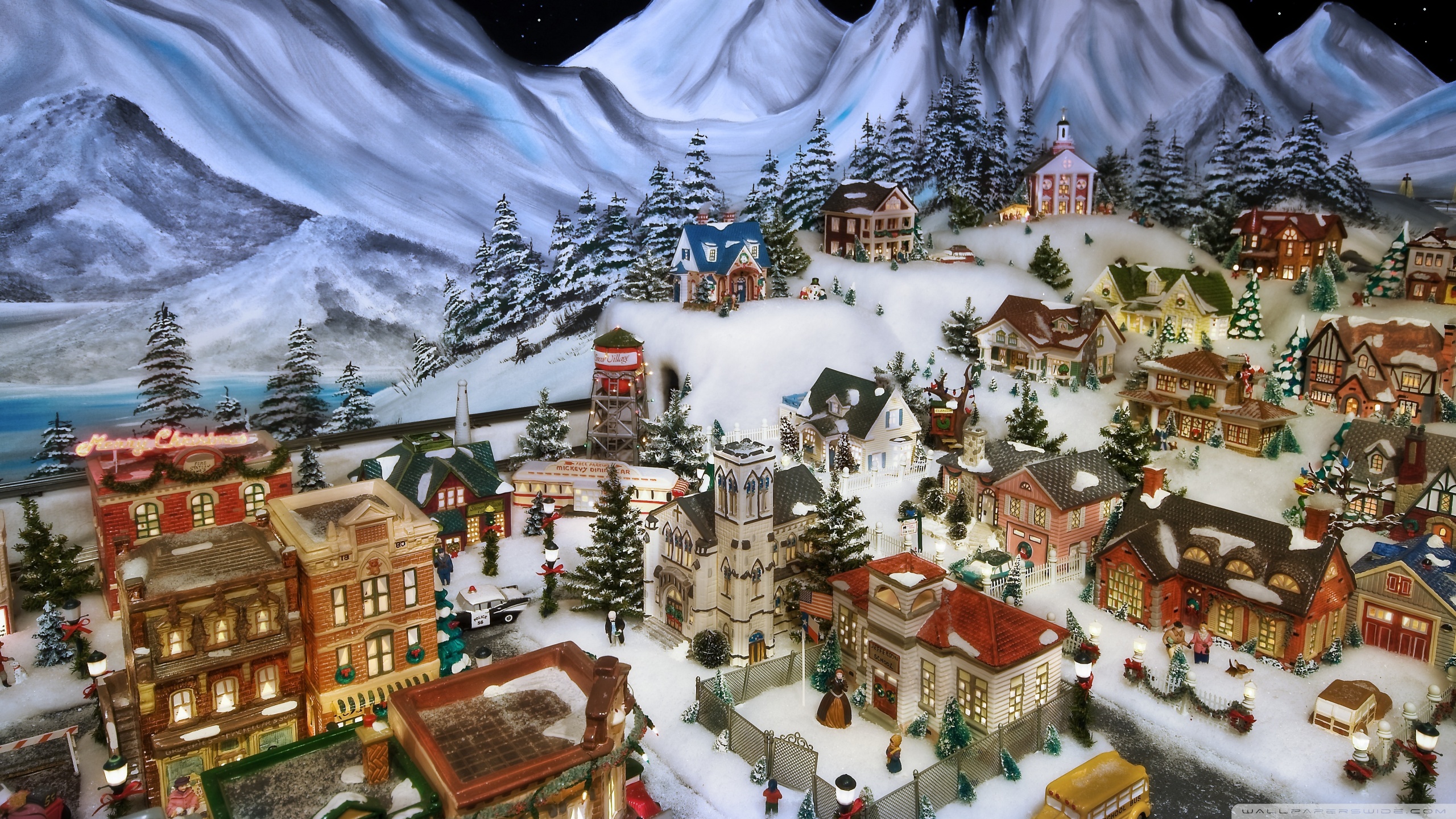 Christmas Village Scenes - HD Wallpaper 