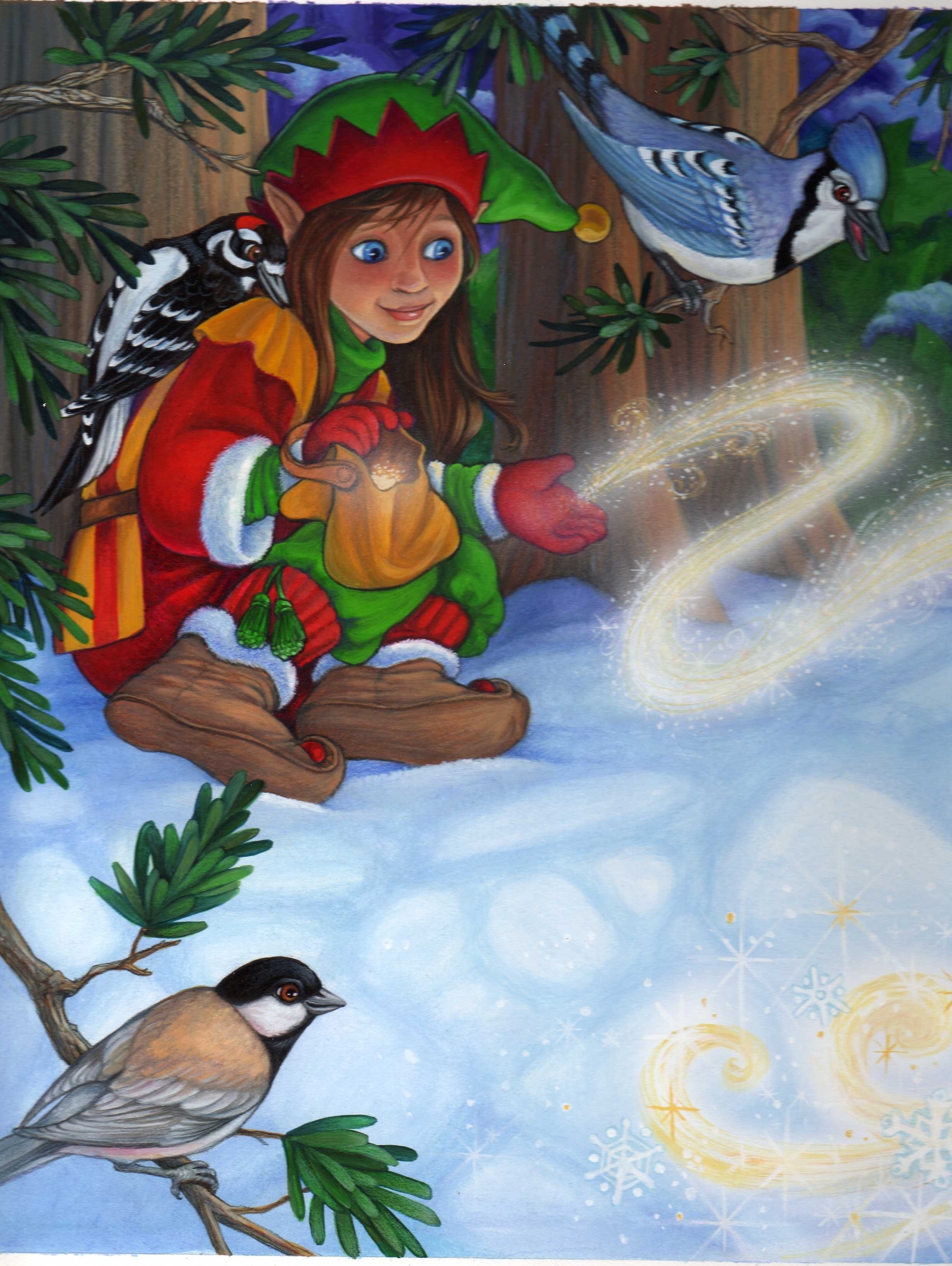 Elf Sparkle - Christmas Elf Art - HD Wallpaper 