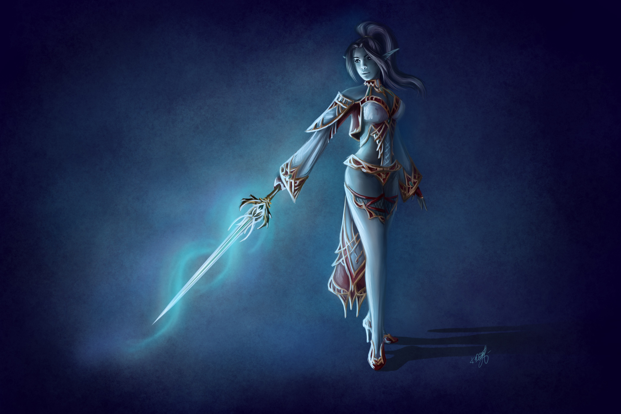 Lineage 2 Dark Elf Fanart - HD Wallpaper 