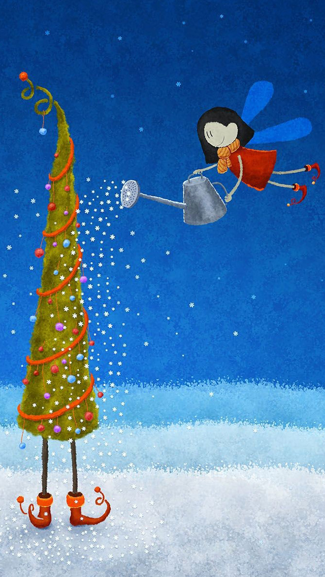 Tree Snowflakes Elf Greeting Cards Iphone Wallpaper - Vladstudio Christmas - HD Wallpaper 