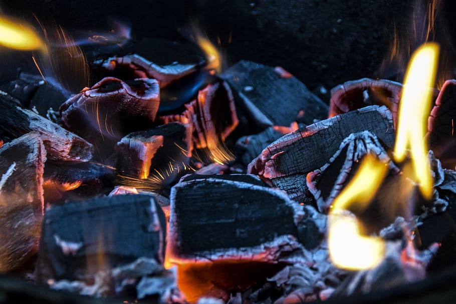 Coal, Fire, Ash, Heat, Cube, Smoldering, Background, - Pt Coco Bara Internasional - HD Wallpaper 