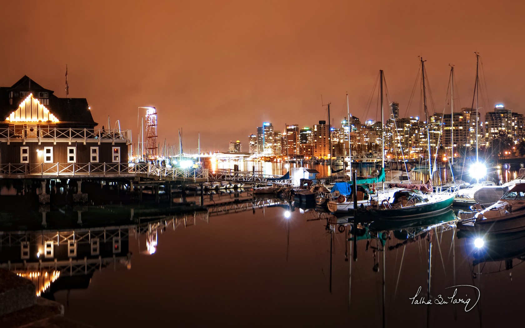 Coal Harbour Vancouver Nighr - HD Wallpaper 