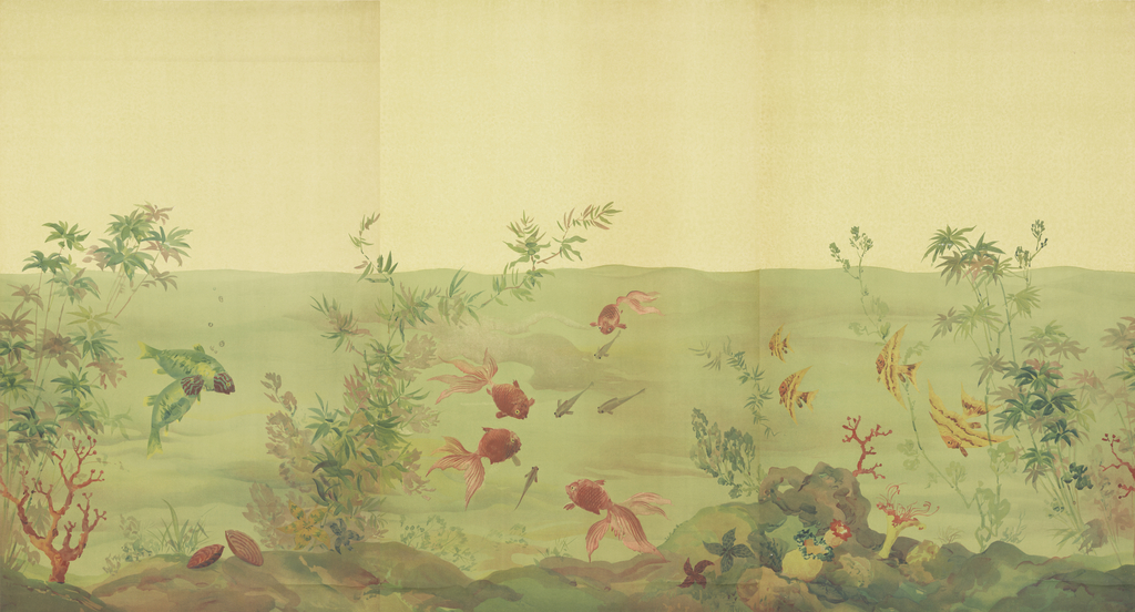 Scenic Wallpaper Designed For A Bathroom - Floral Design - HD Wallpaper 