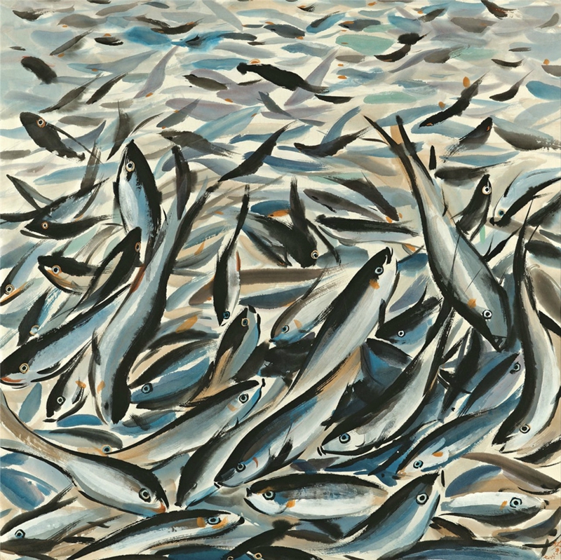 Multi - Wu Guanzhong Fish Paintings - HD Wallpaper 