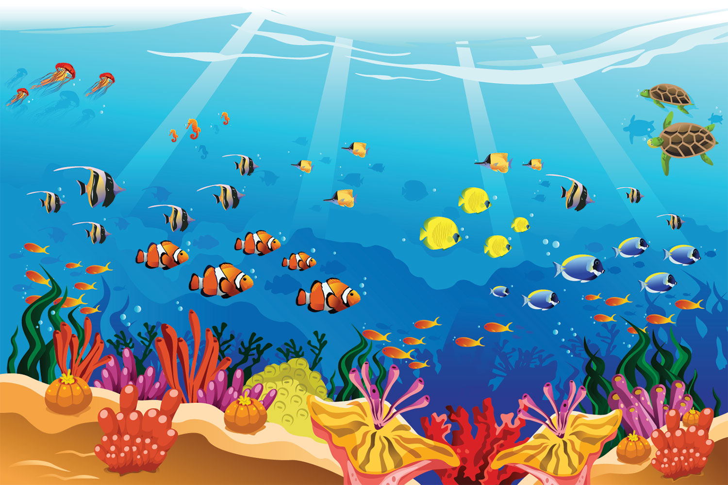 School Of Fish - Underwater Clipart - HD Wallpaper 