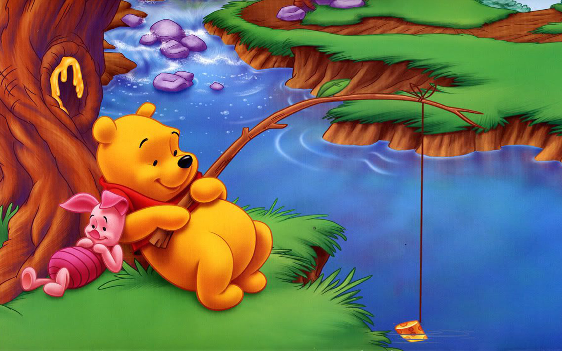 Winnie The Pooh Fishing - HD Wallpaper 