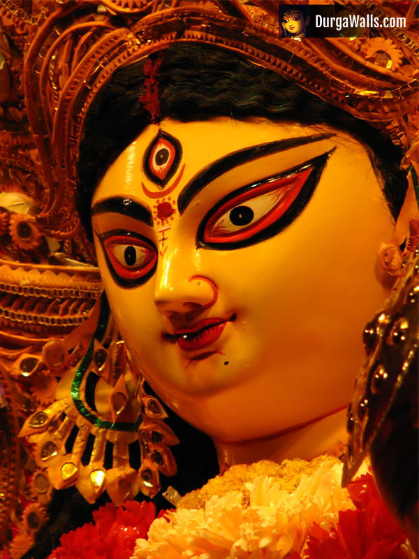 Durga Puja Wallpaper - Kolkata Maa Durga Face Hd - HD Wallpaper 