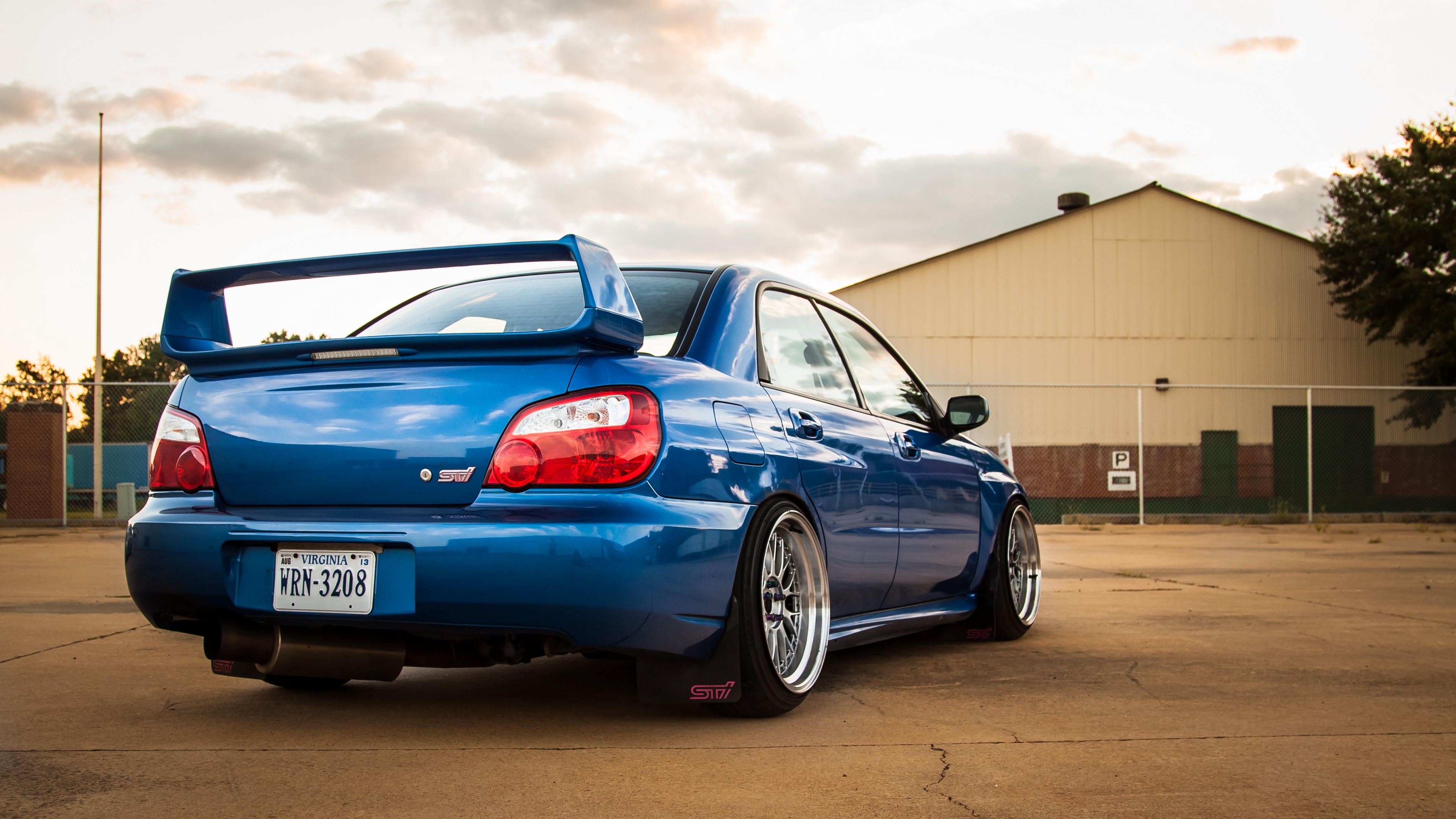 Wallpaper Subaru, Impreza, Wrx, Sti, Blue, Rear View - Subaru Impreza Wrx Sti - HD Wallpaper 