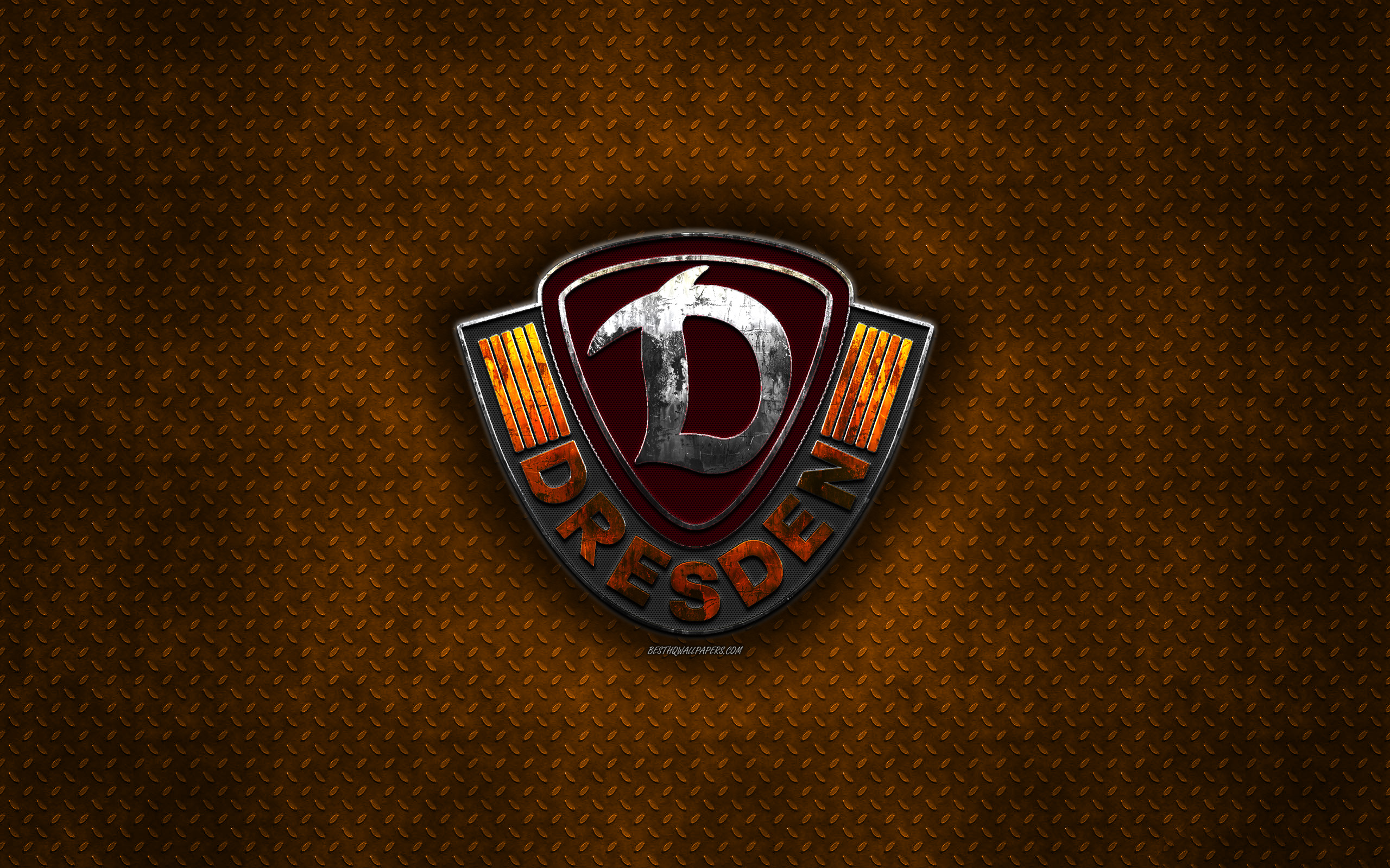 Dynamo Dresden Fc, Orange Metal Background, Bundesliga - Emblem - HD Wallpaper 