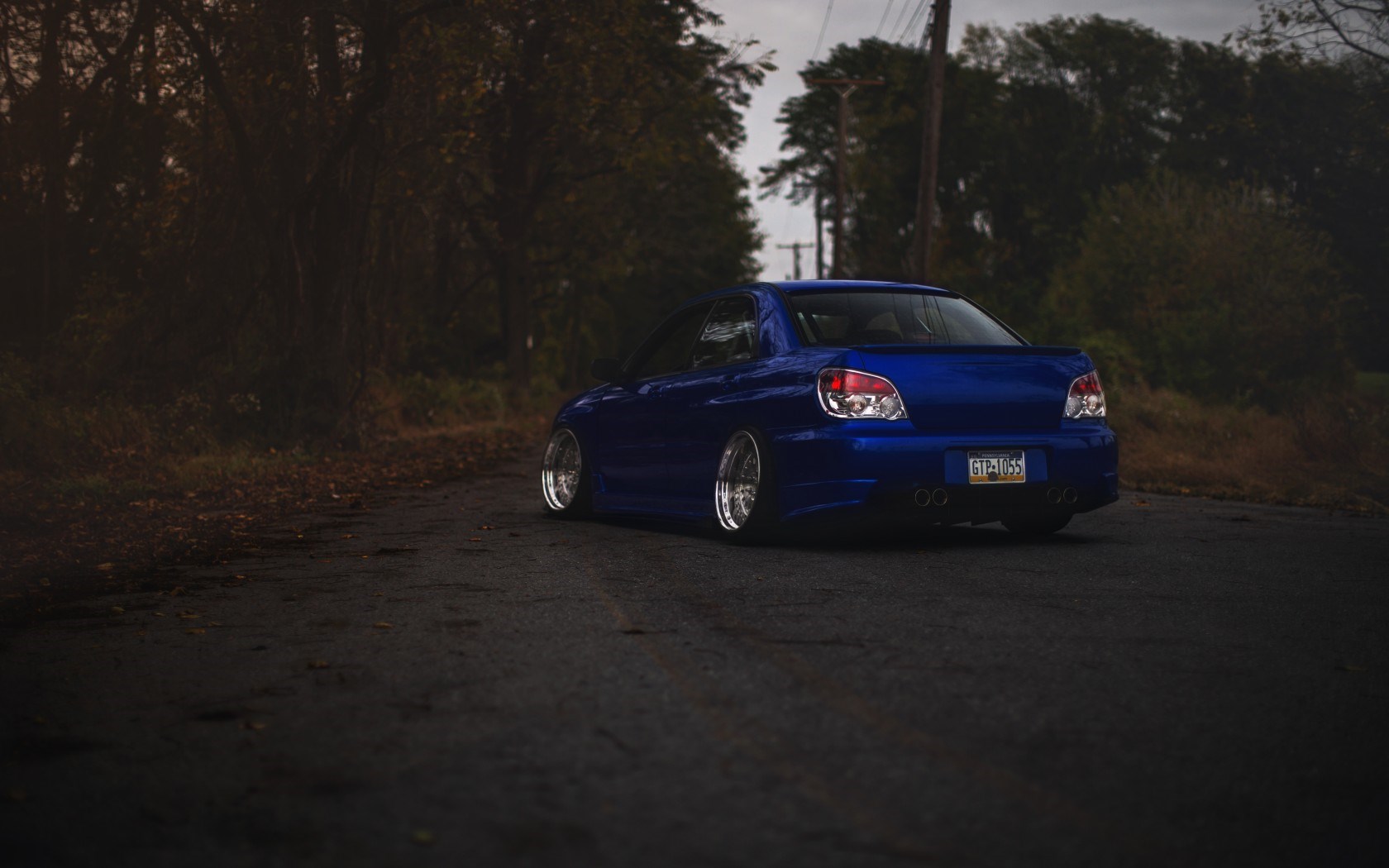 Subaru Impreza Wrx Sti Blue Rear Car - HD Wallpaper 