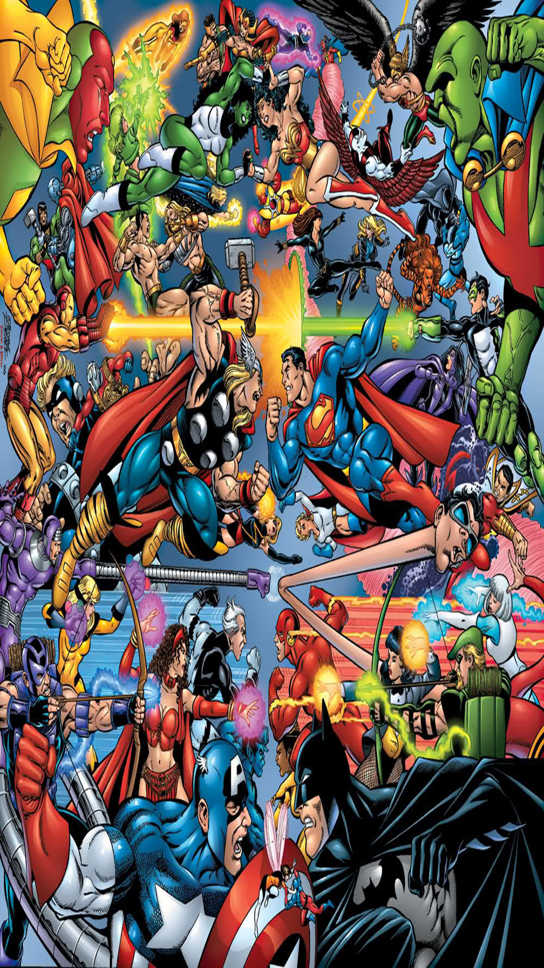 Marvel Phone Wallpapers 70 Images - George Perez Justice League Vs Avengers - HD Wallpaper 