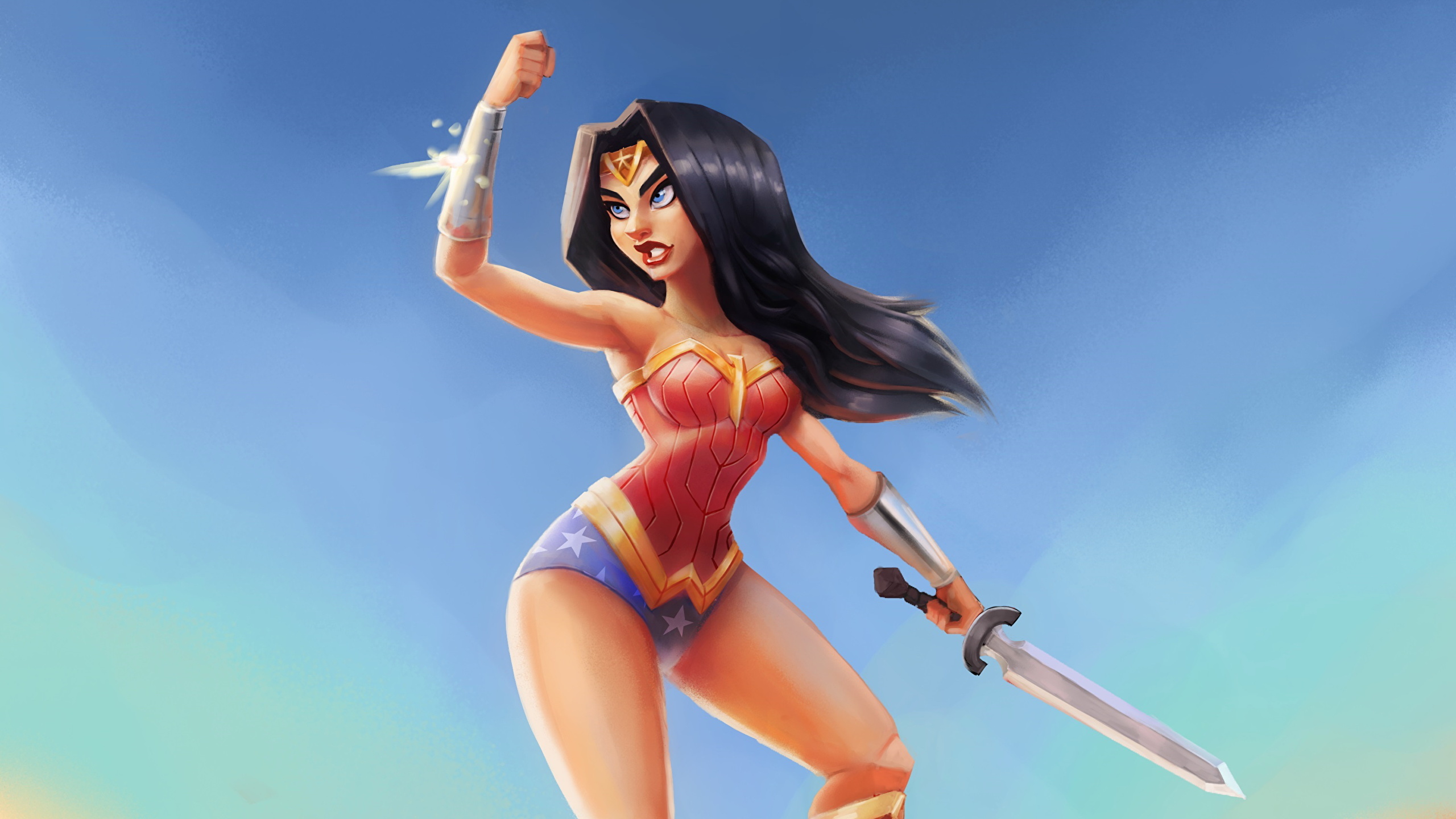 Strong Wonder Woman Cartoon - HD Wallpaper 