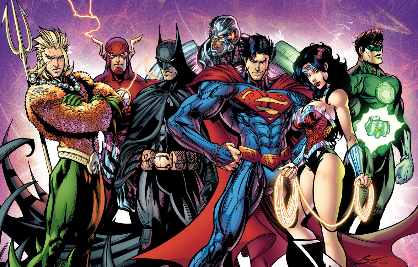 Photo Wallpaper Batman, Superman, Dark Knight, Green - Justice League Wallpaper Comic - HD Wallpaper 