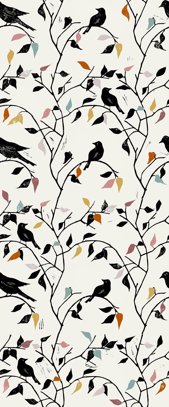 Flower And Birds Block And White - HD Wallpaper 