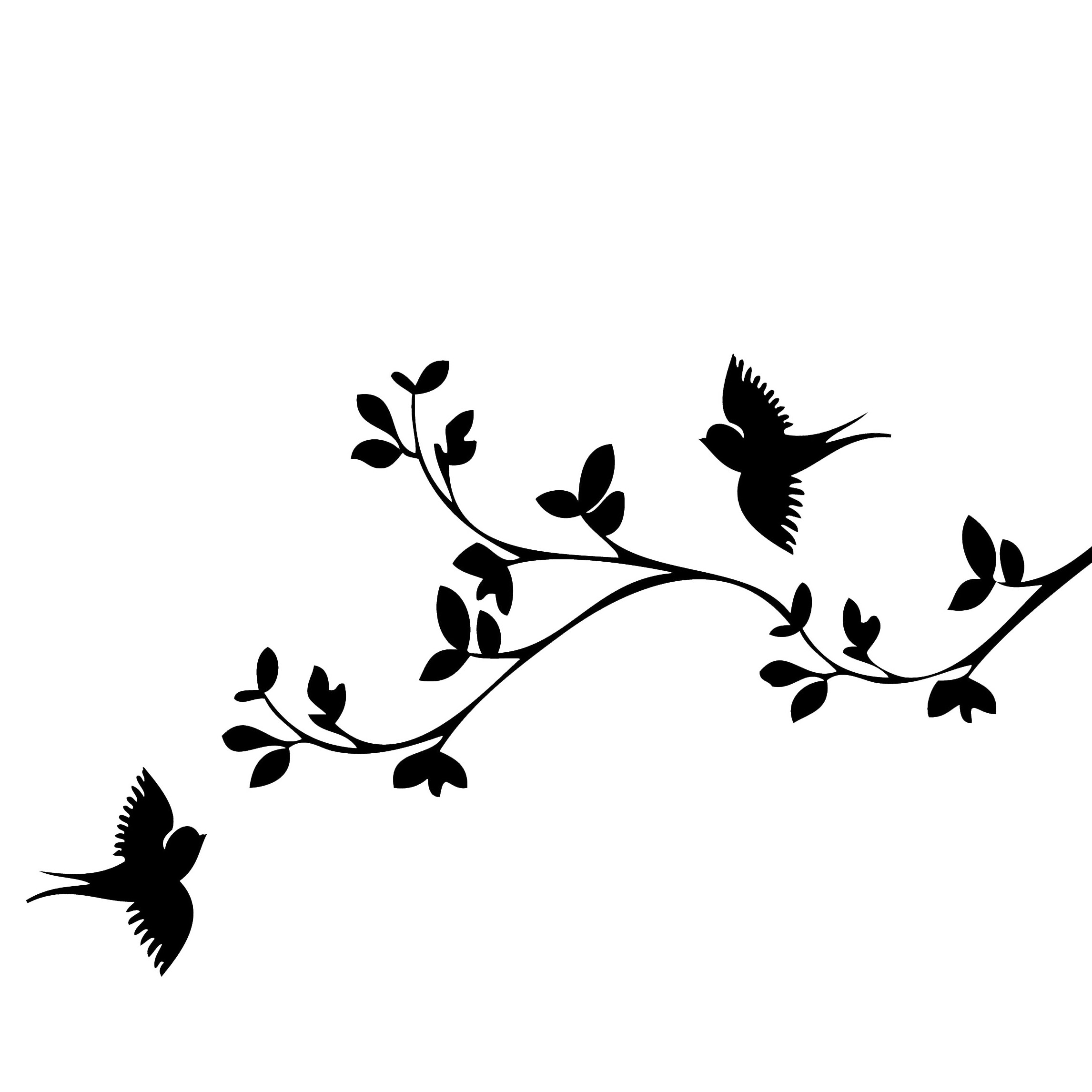 Birds On Branch - Flying Bird Clipart Silhouette - 2292x2292 Wallpaper