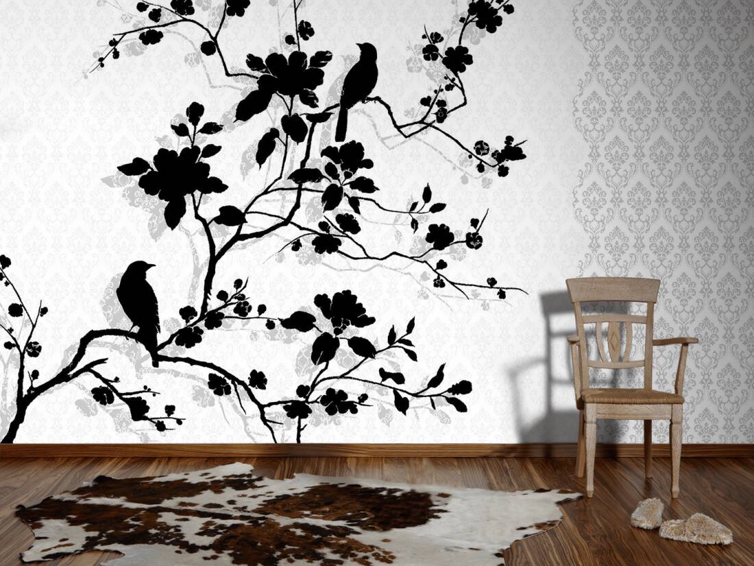 Livingwalls Photo Wallpaper Branches With Birds Sw - 93566 2 - HD Wallpaper 