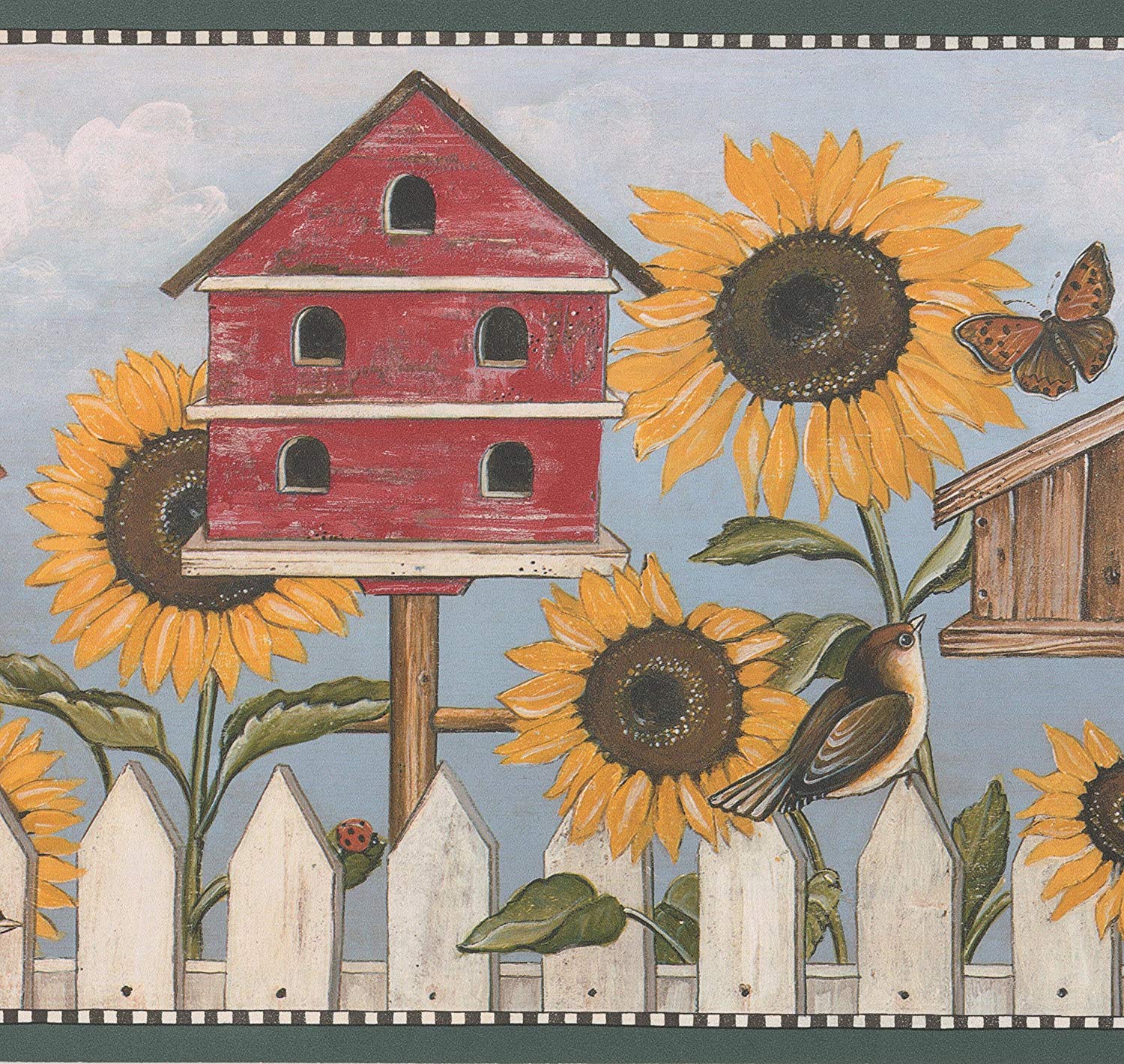 Sunflower Birdhouse Butterfly Bird Rustic Wallpaper - Wallpaper - HD Wallpaper 