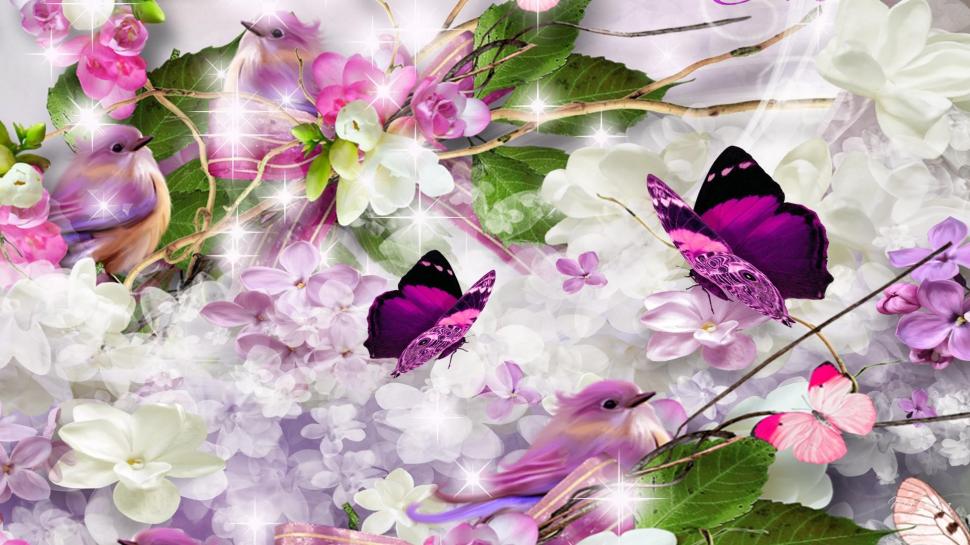 Lilacs Lilac Bird Wallpaper,glitter Hd Wallpaper,frangipani - Flower And Glitters Background Yellow - HD Wallpaper 