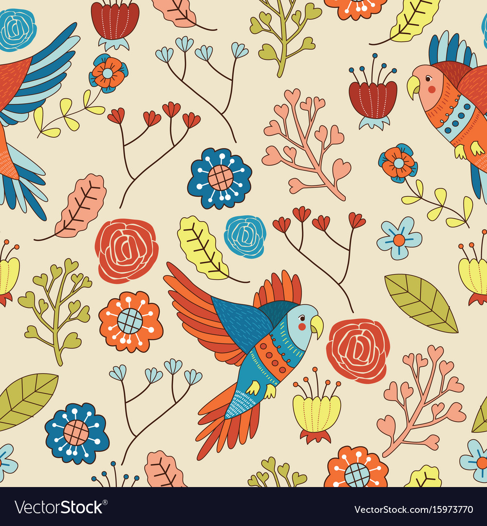 Bird Pattern Vector Seamless - HD Wallpaper 