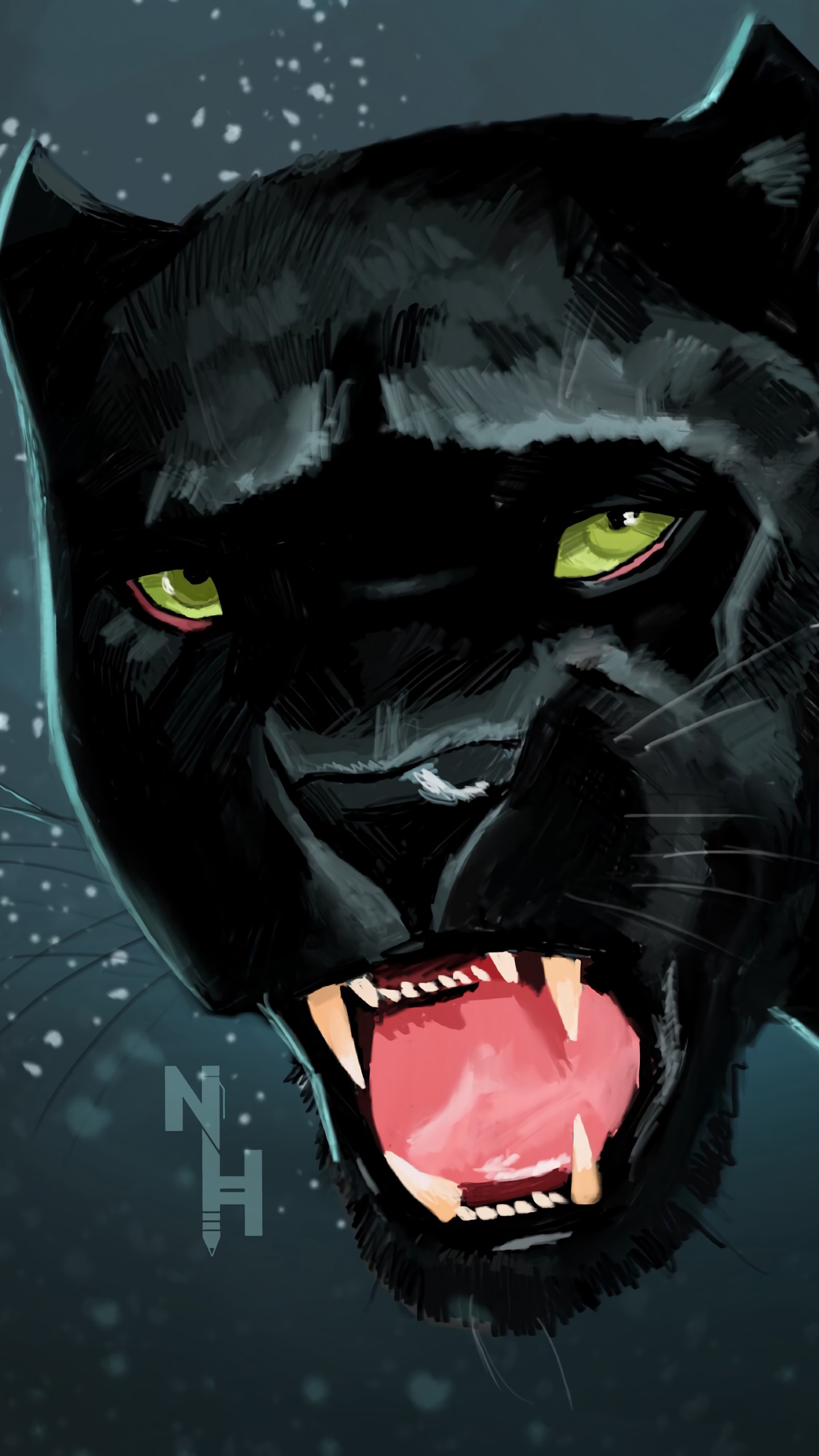 Wallpaper Panther, Grin, Predator, Art - Poster - HD Wallpaper 