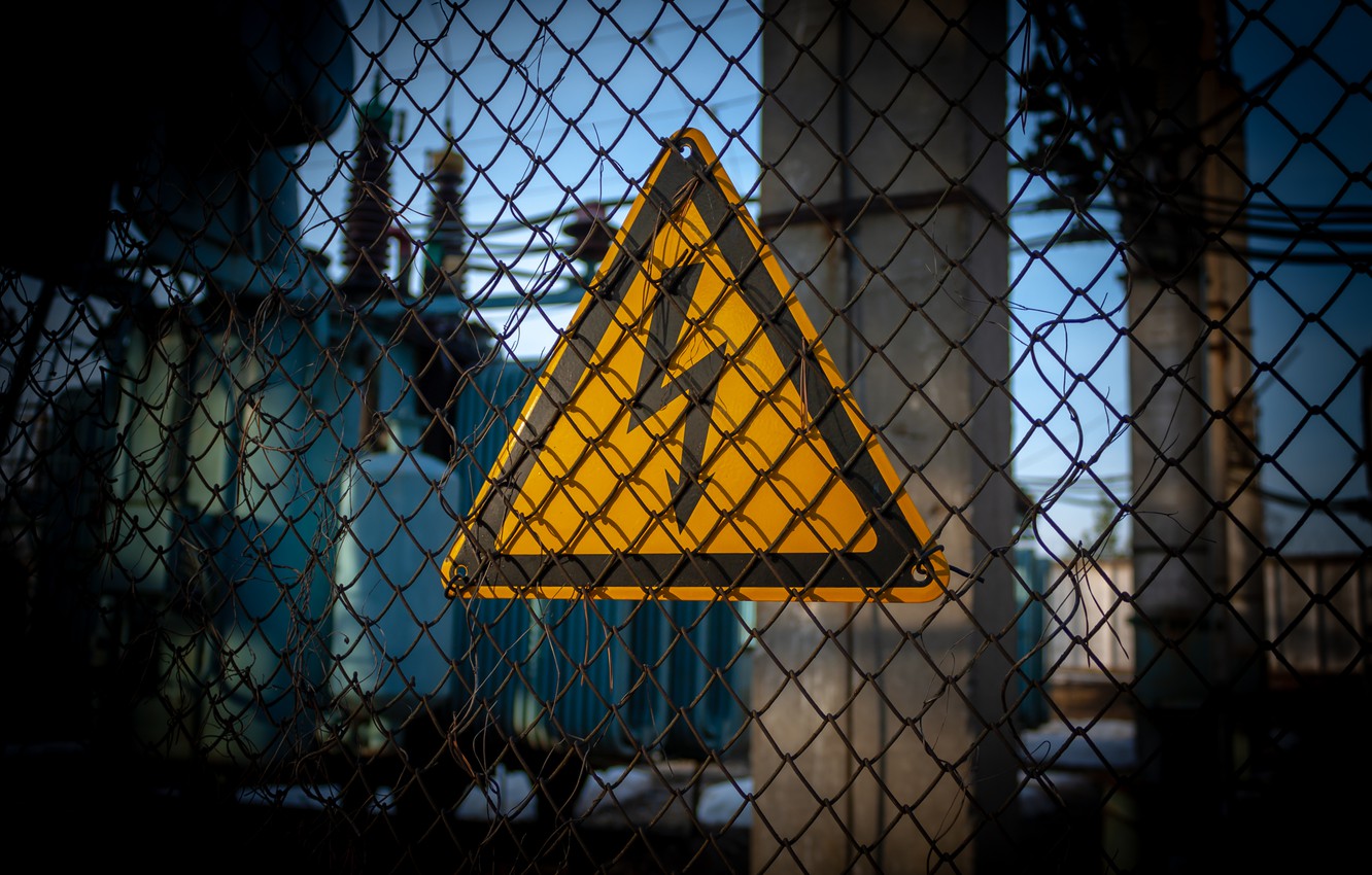 Photo Wallpaper Danger, Sign, Warning, The Fence, Industry, - High Voltage - HD Wallpaper 