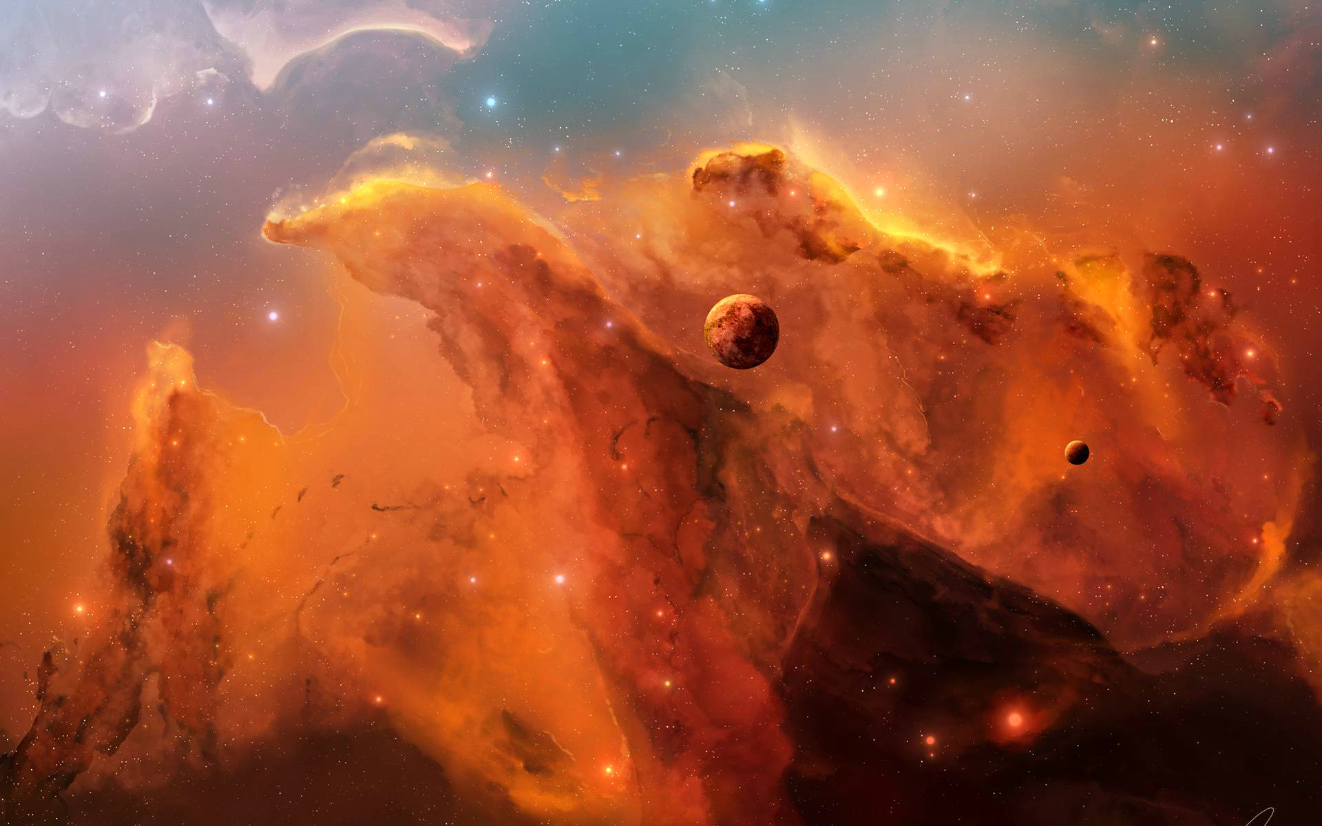 Nebula Orange - HD Wallpaper 